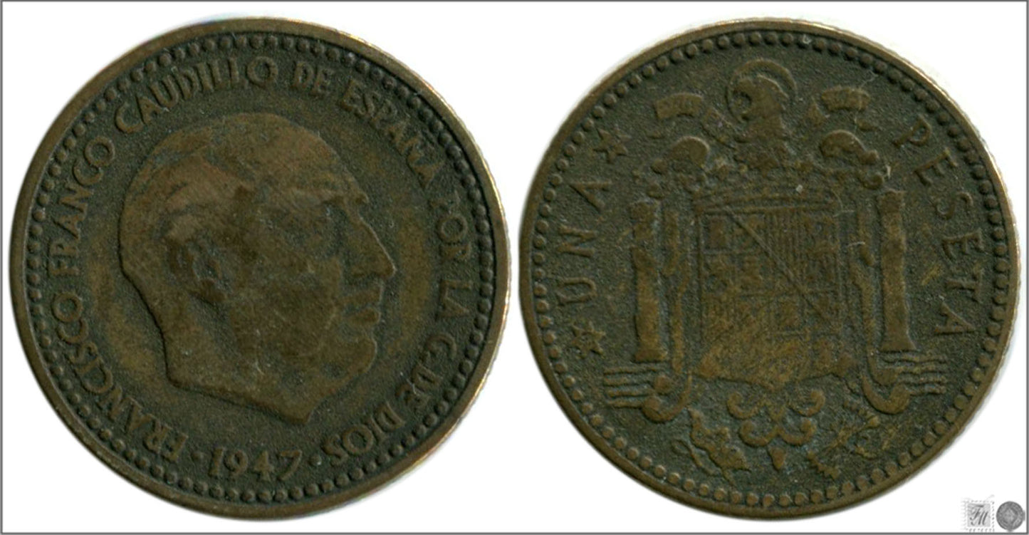 España - 1948 - Franco - Nº 00269 - BC / F - 1 peseta 1947 (48)