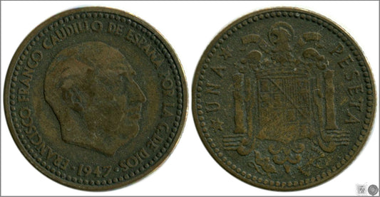 España - 1948 - Franco - Nº 00269 - BC / F - 1 peseta 1947 (48)