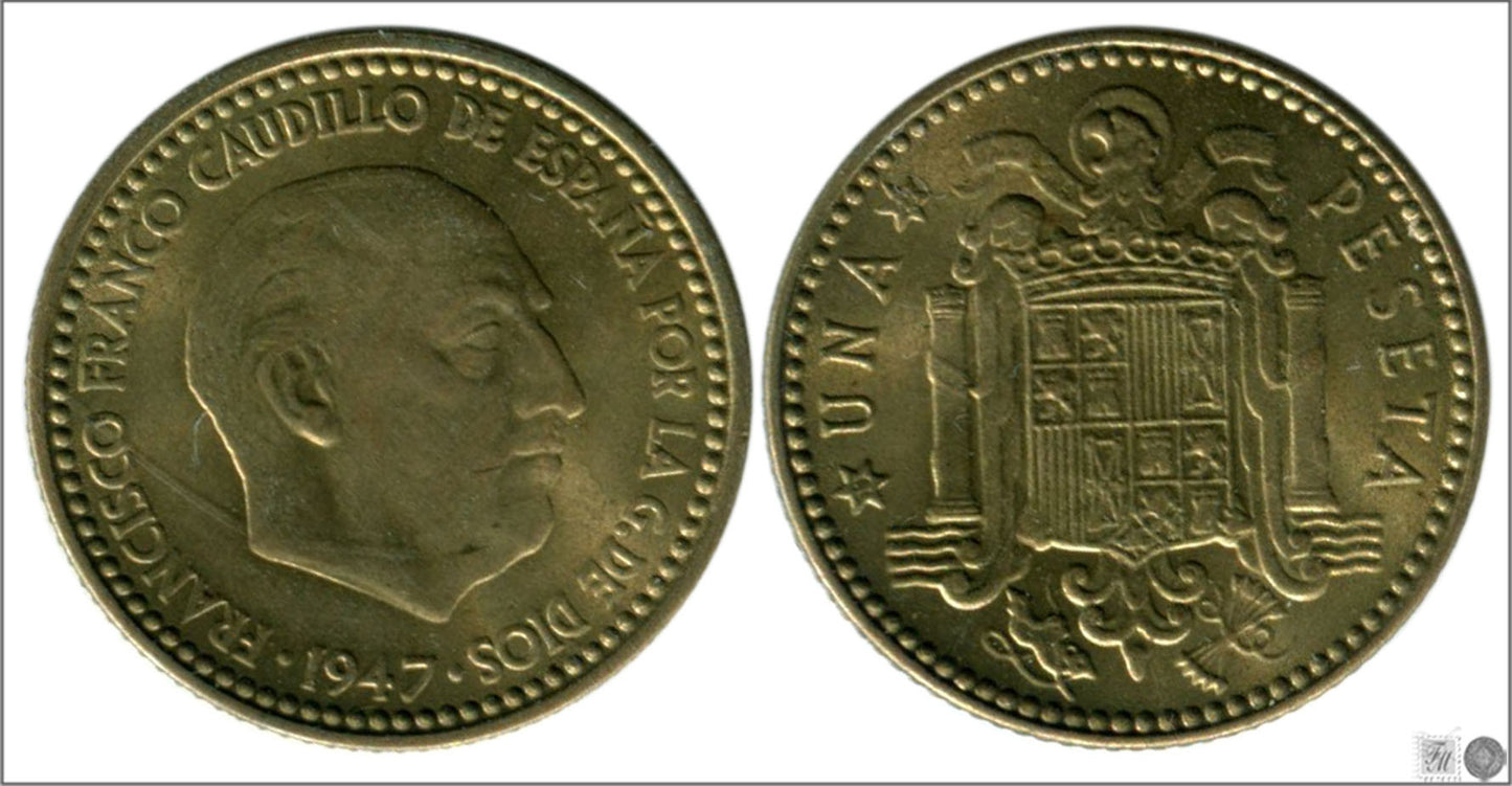 España - 1948 - Franco - Nº 00269 - S/C / UNC - 1 peseta 1947 (48) / Preciosa