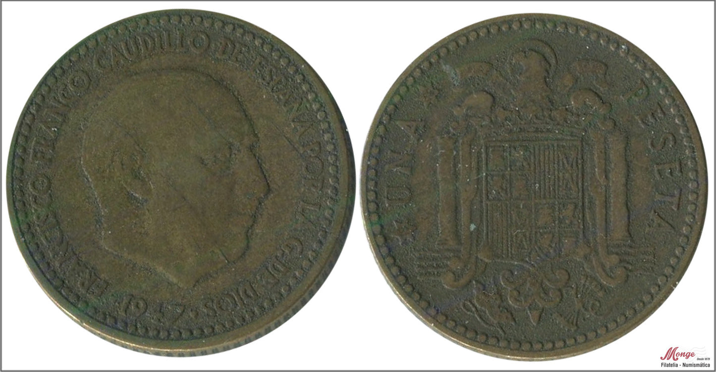 España - 1949 - Franco - Nº 00270 - BC / F - 1 peseta 1947 (49)