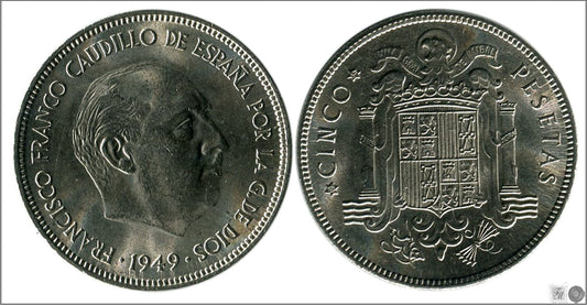 España - 1949 - Franco - Nº 00303 - MBC / VF - 5 pesetas 1949 (49)