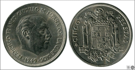 España - 1949 - Franco - Nº 00303 - S/C- aUNC - 5 pesetas 1949 (49)