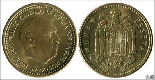 España - 1950 - Franco - Nº 00271 - S/C / UNC - 1 peseta 1947 (50) / Preciosa