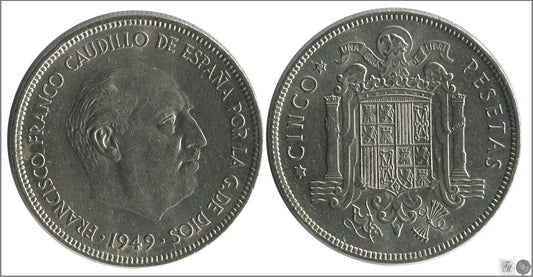 España - 1950 - Franco - Nº 00304 - MBC / VF - 5 pesetas 1949 (50)