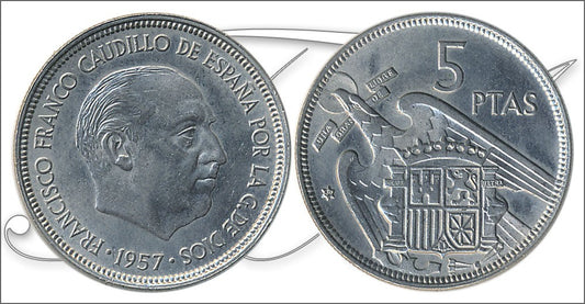 España - 1950 - Franco - Nº 00308 - EBC / XF - 5 pesetas 1957 (59)