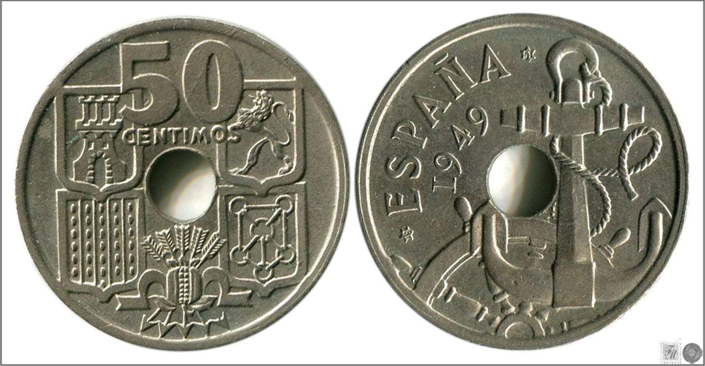 España - 1951 - Franco - Nº 00248 - EBC / XF - 50 centimos 1949 (51) flechas invertidas