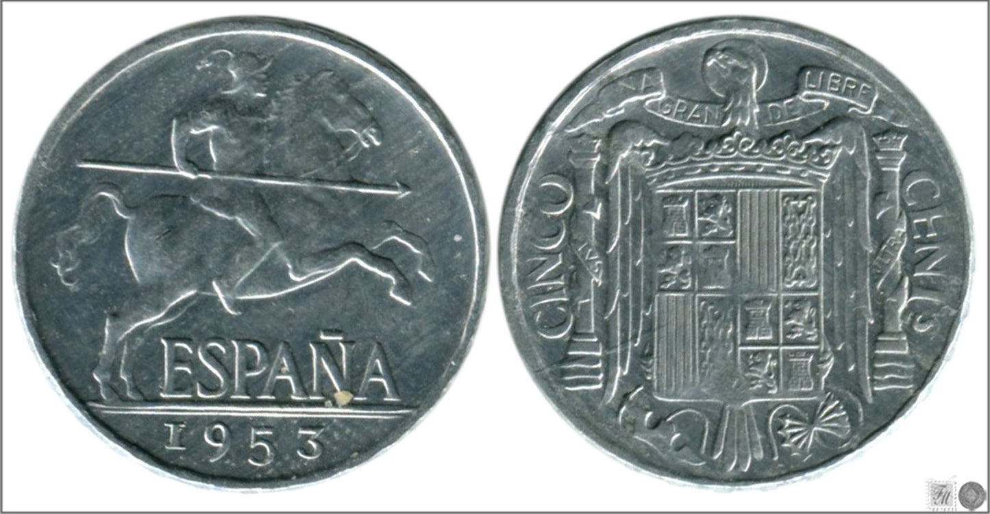 España - 1953 - Franco - Nº 00241 - EBC / XF - 5 centimos 1953