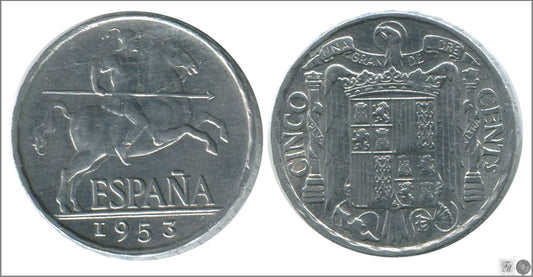 España - 1953 - Franco - Nº 00241 - S/C-/aUNC - 5 centimos 1953