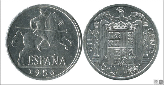 España - 1953 - Franco - Nº 00245 - S/C / UNC - 10 centimos 1953