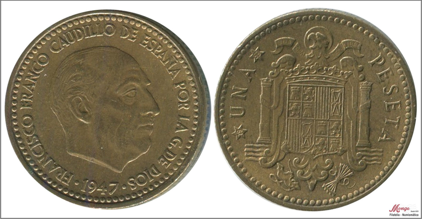 España - 1953 - Franco - Nº 00274 - MBC+ / VF+ - 1 peseta 1947 (53)