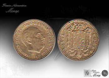 España - 1954 - Franco - Nº 00275 - Excelente conservacion menos - EBC- / XF- - 1 pta. 1947 (54) / Acuñación floja del 1947