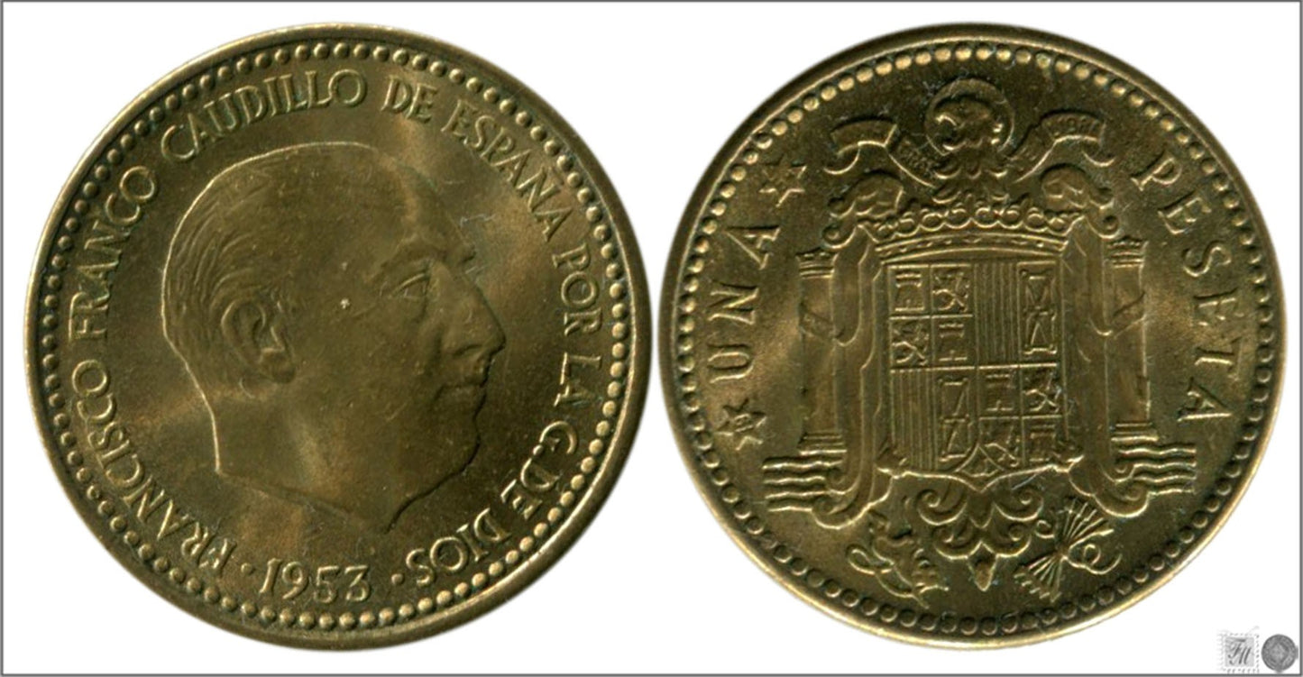 España - 1954 - Franco - Nº 00277 - Sin circular menos - S/C-/aUNC - 1 peseta 1953 (54) / Preciosa