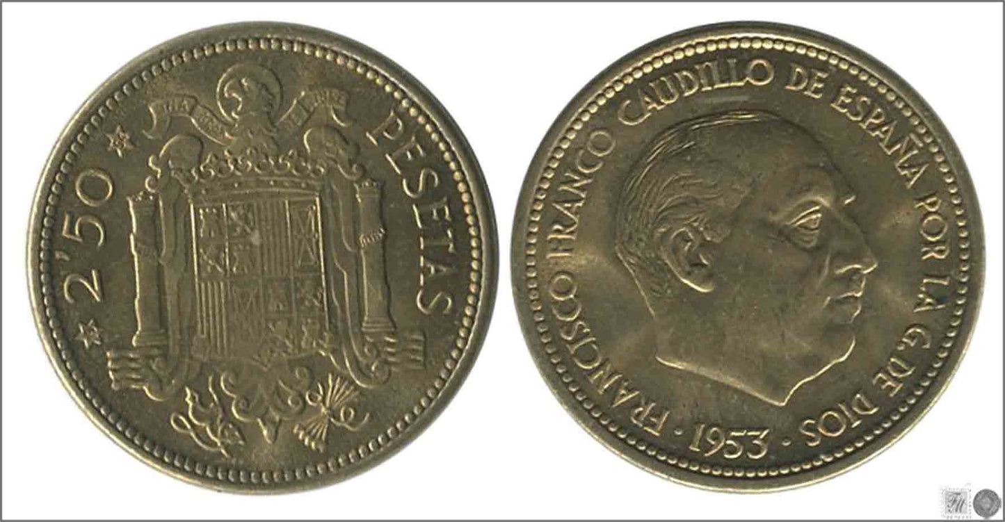 España - 1954 - Franco - Nº 00297 - S/C / UNC - 2,50 pesetas 1953 (54)