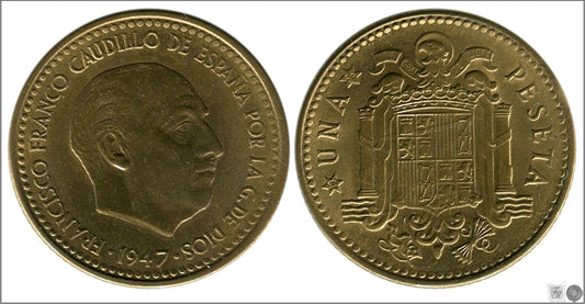 España - 1956 - Franco - Nº 00276 - EBC / XF - 1 peseta 1947 (56) / Rarisima en esta calidad