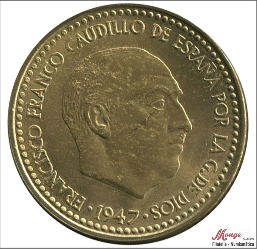 España - 1956 - Franco - Nº 00276 - S/C- aUNC - 1 peseta 1947 (56) / Rarisima en esta calidad