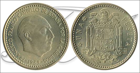 España - 1956 - Franco - Nº 00278 - S/C / UNC - 1 peseta 1953 (56)