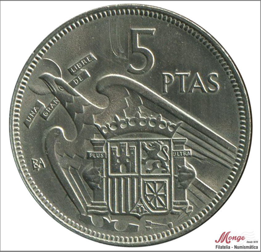 España - 1957 - Franco - Nº 00360 - EBC / XF - 5 pesetas 1957 (BA) / Emitidas en Barcelona