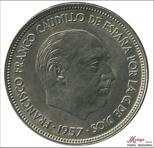 España - 1957 - Franco - Nº 00361 - EBC- / XF- - 25 pesetas 1957 (BA) / Emitidas en Barcelona