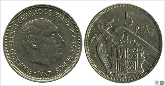 España - 1958 - Franco - Nº 00307 - MBC / VF - 5 pesetas 1957 (58)