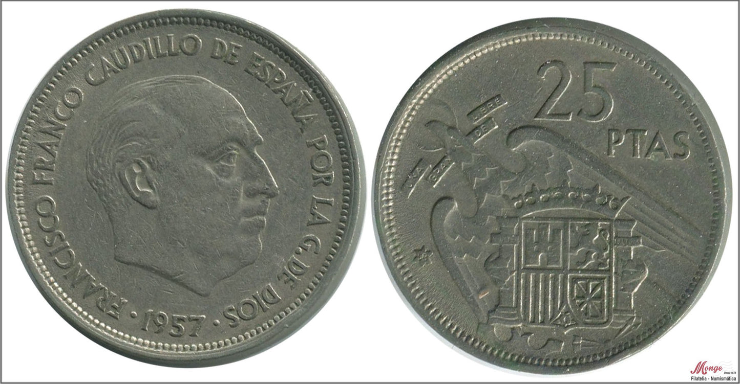 España - 1958 - Franco - Nº 00325 - BC / F - 25 pesetas 1957 (58)