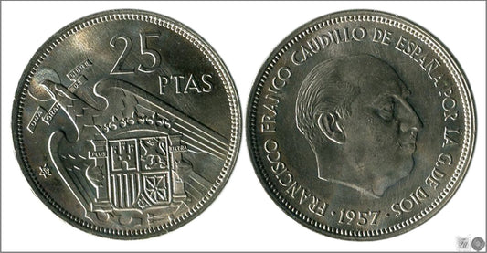 España - 1958 - Franco - Nº 00325 - EBC / XF - 25 pesetas 1957 (58)