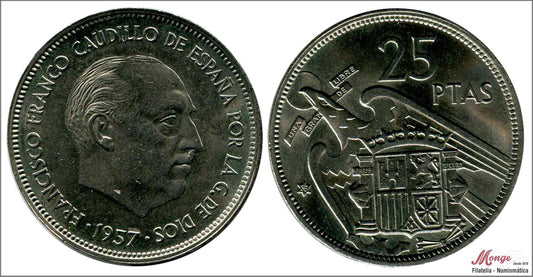 España - 1958 - Franco - Nº 00325 - MBC+ / VF+ - 25 pesetas 1957 (58)