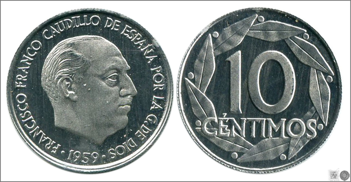 España - 1959 - Franco - Nº 00246 - PROOF - 10 centimos 1959