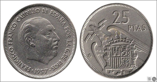 España - 1959 - Franco - Nº 00326 - BC / F - 25 pesetas 1957 (59)