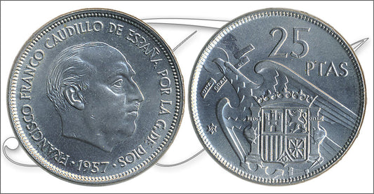 España - 1959 - Franco - Nº 00326 - S/C-/aUNC - 25 pta 1957 (59)