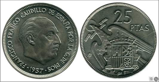 España - 1959 - Franco - Nº 00326 - Sin circular - S/C / UNC - 25 pesetas 1957 (59) / preciosa