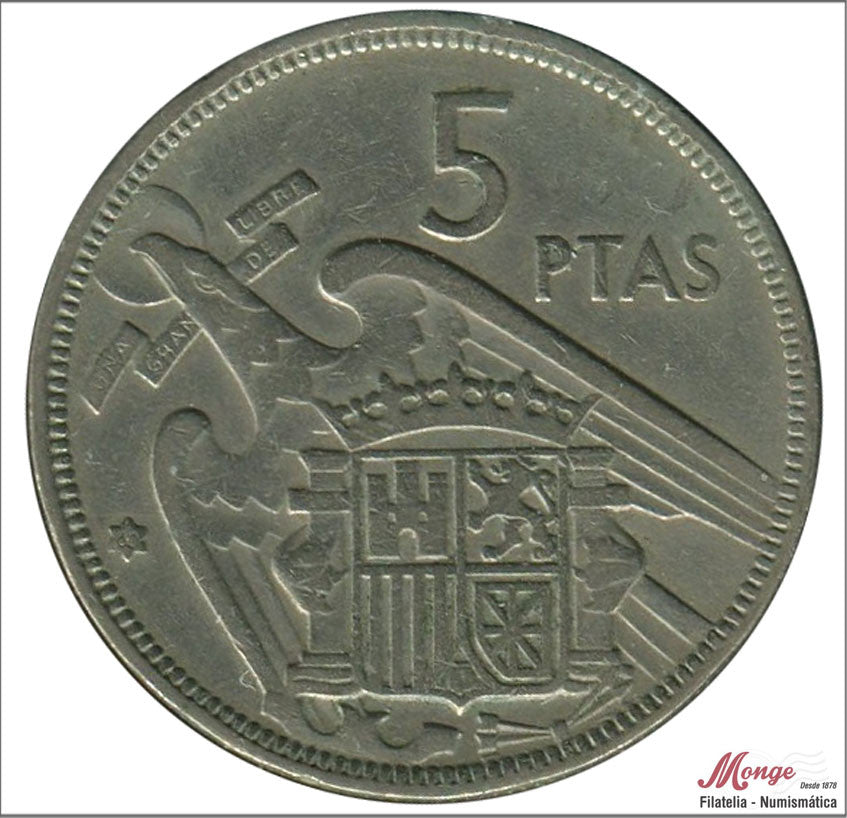 España - 1960 - Franco - Nº 00309 - BC / F - 5 pesetas 1957 (60)