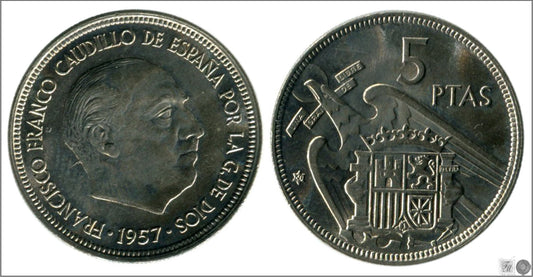 España - 1960 - Franco - Nº 00309 - S/C-/aUNC - 5 pesetas 1957 (60)