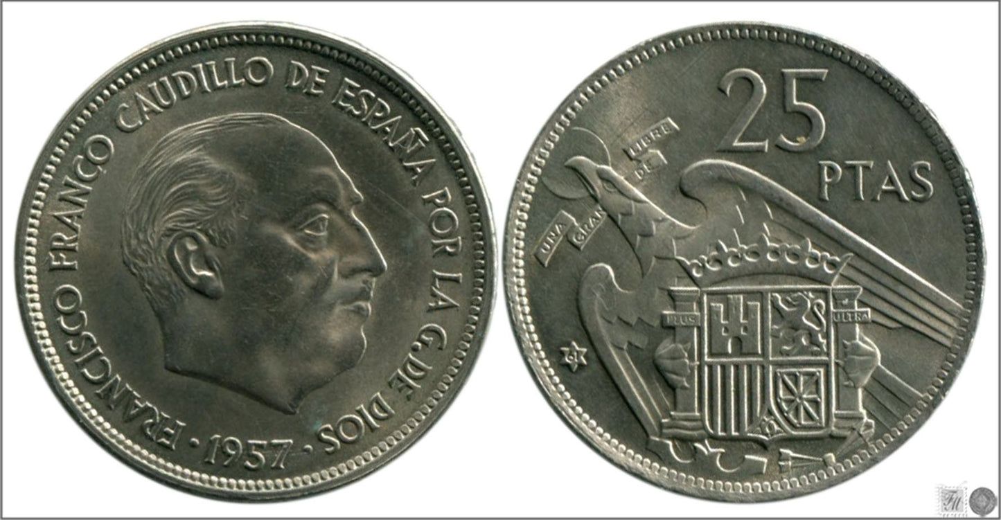 España - 1961 - Franco - Nº 00327 - Sin circular - S/C / UNC - 25 pesetas 1957 (61)