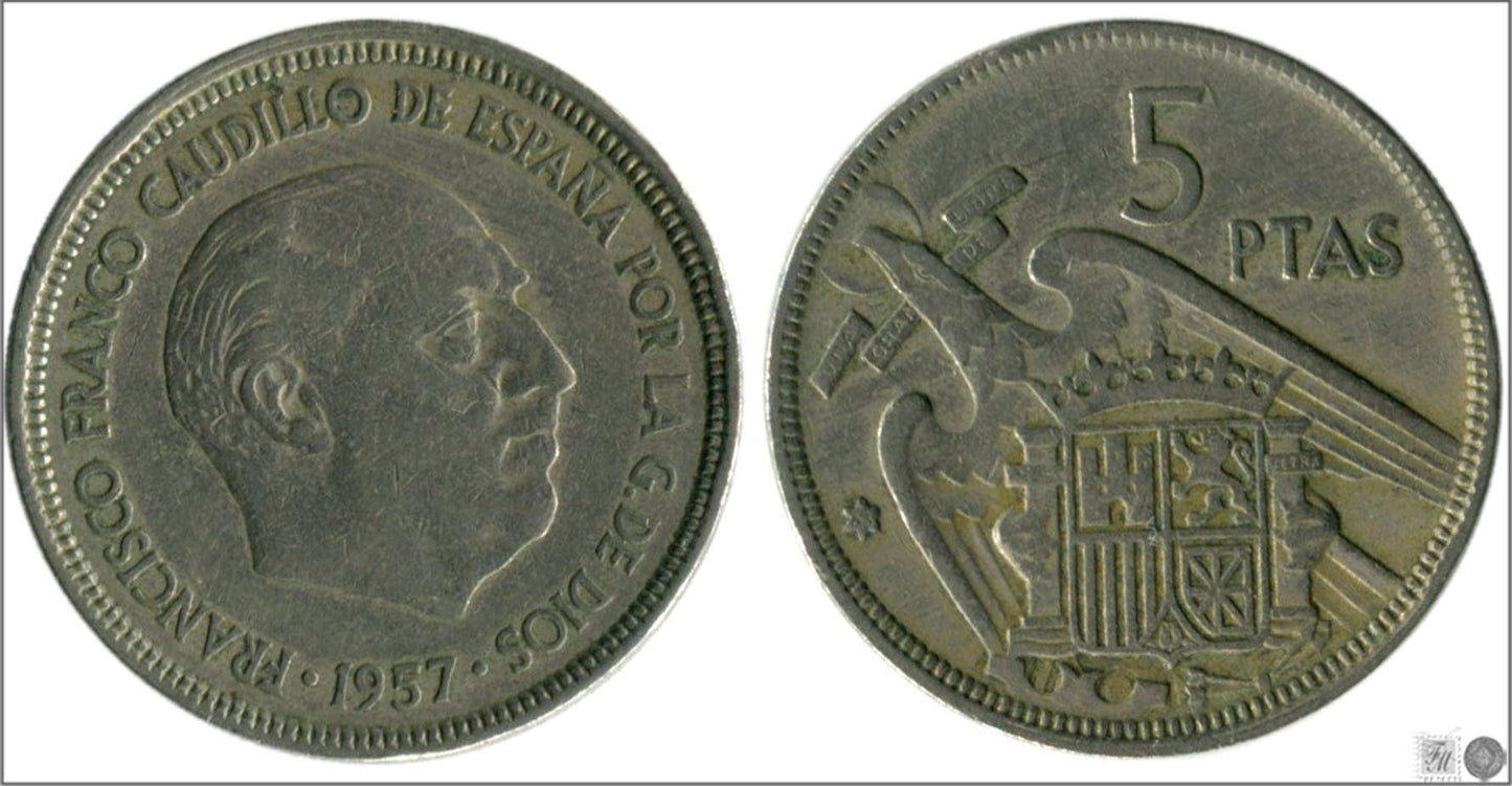 España - 1962 - Franco - Nº 00311 - BC / F - 5 pesetas 1957 (62)