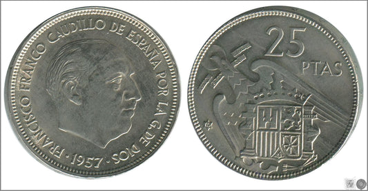 España - 1965 - Franco - Nº 00329 - EBC / XF - 25 pesetas 1957 (65)