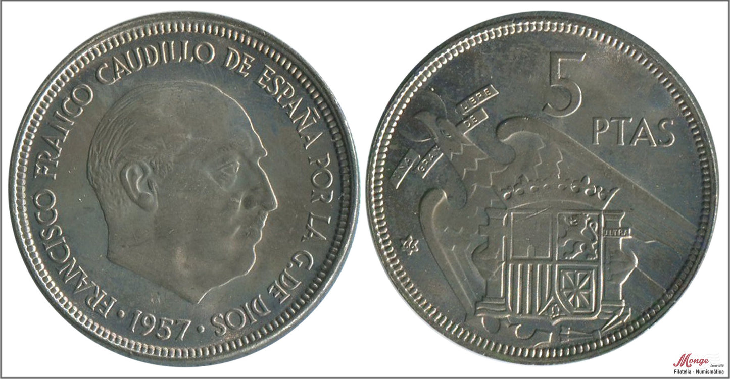 España - 1966 - Franco - Nº 00315 - S/C-/aUNC - 5 pesetas 1957 (66)