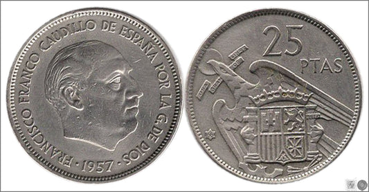 España - 1966 - Franco - Nº 00330 - MBC / VF - 25 pesetas 1957 (66)