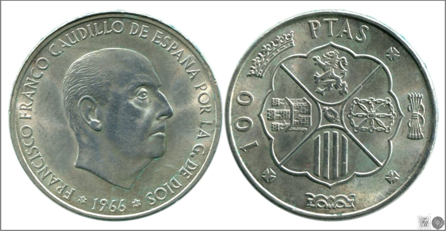 España - 1967 - Franco - Nº 00353 - S/C- aUNC - 100 pesetas 1966 (67) AG