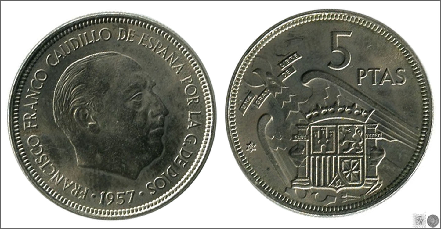 España - 1968 - Franco - Nº 00317 - S/C-/aUNC - 5 pesetas 1957 (68)