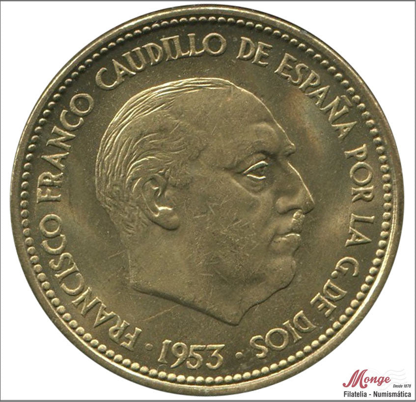 España - 1969 - Franco - Nº 00300 - S/C- aUNC - 2,50 pesetas 1953 (*18-*69) trucada