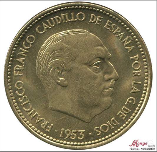 España - 1969 - Franco - Nº 00300 - S/C- aUNC - 2,50 pesetas 1953 (*18-*69) trucada