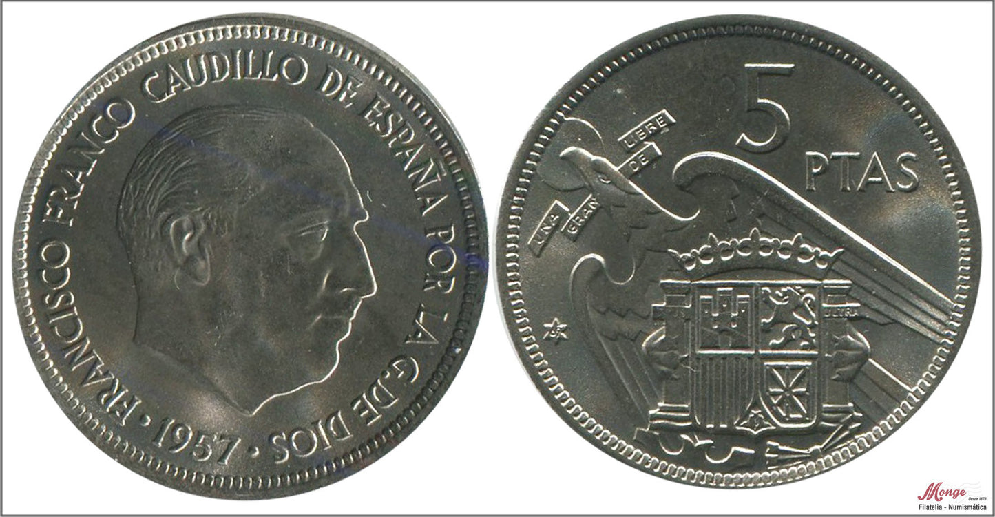 España - 1969 - Franco - Nº 00318 - S/C-/aUNC - 5 pesetas 1957 (69)