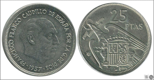 España - 1969 - Franco - Nº 00333 - EBC / XF - 25 pesetas 1957 (69)