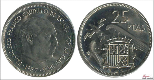 España - 1970 - Franco - Nº 00334 - S/C / UNC - 25 pesetas 1957 (70)