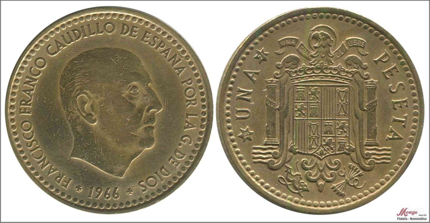 España - 1971 - Franco - Nº 00292 - EBC / XF - 1 peseta 1966 (71)