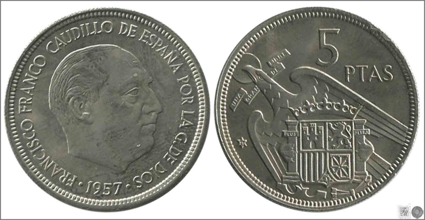 España - 1971 - Franco - Nº 00320 - S/C / UNC - 5 pesetas 1957 (71)