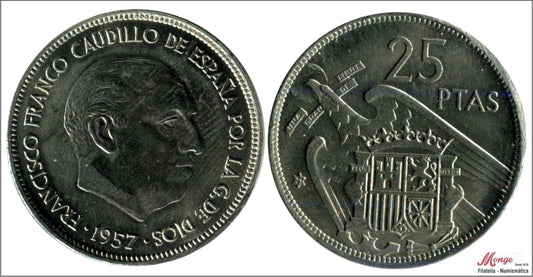 España - 1971 - Franco - Nº 00335 - S/C / UNC - 25 pesetas 1957 (71)