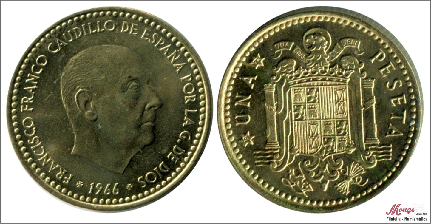 España - 1972 - Franco - Nº 00293 - EBC / XF - 1 peseta 1966 (72)