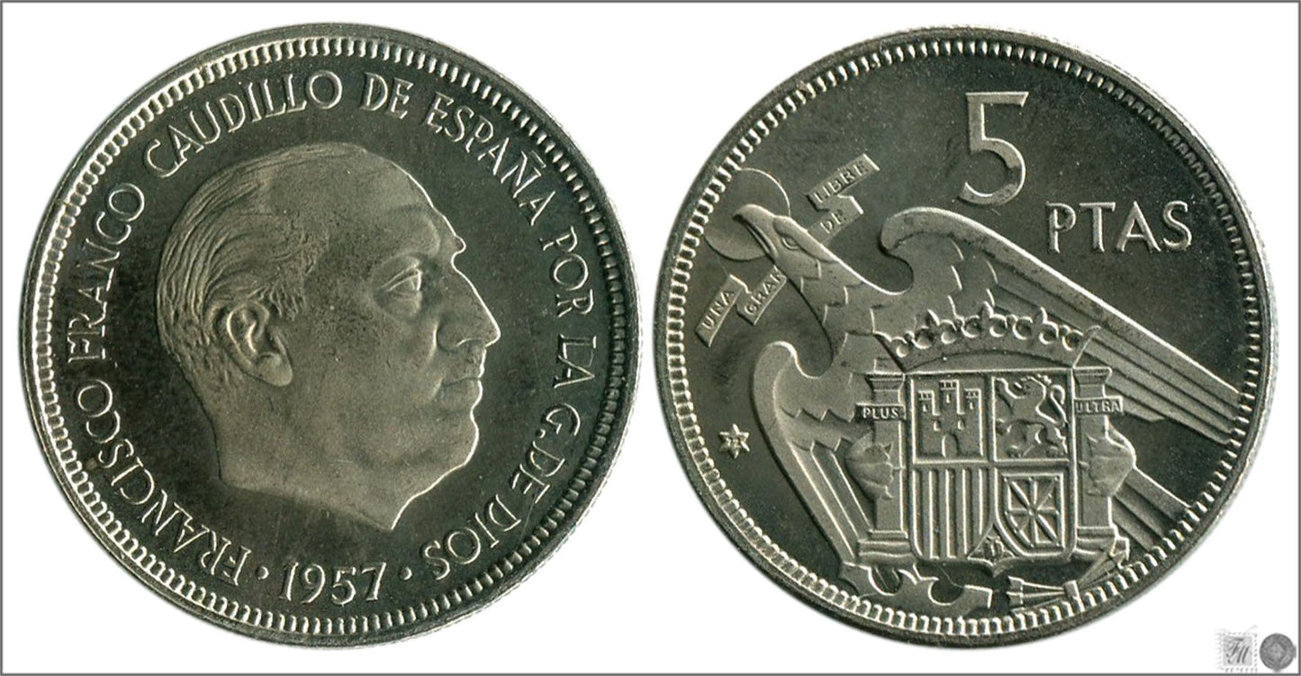 España - 1972 - Franco - Nº 00321 - PROOF - 5 pesetas 1957 (72)