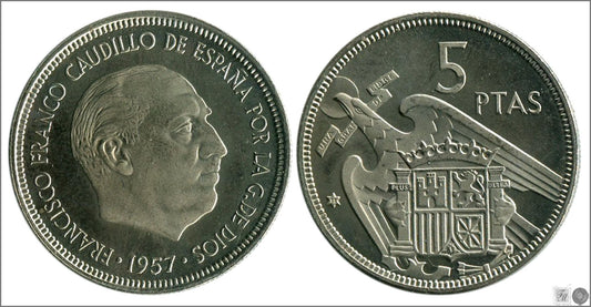 España - 1972 - Franco - Nº 00321 - PROOF - 5 pesetas 1957 (72)